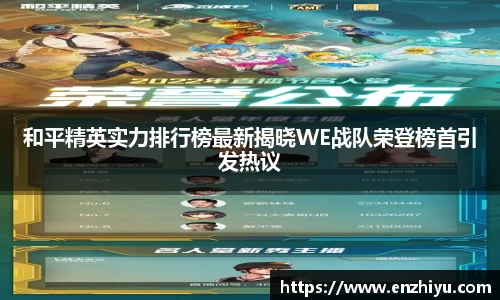 和平精英实力排行榜最新揭晓WE战队荣登榜首引发热议